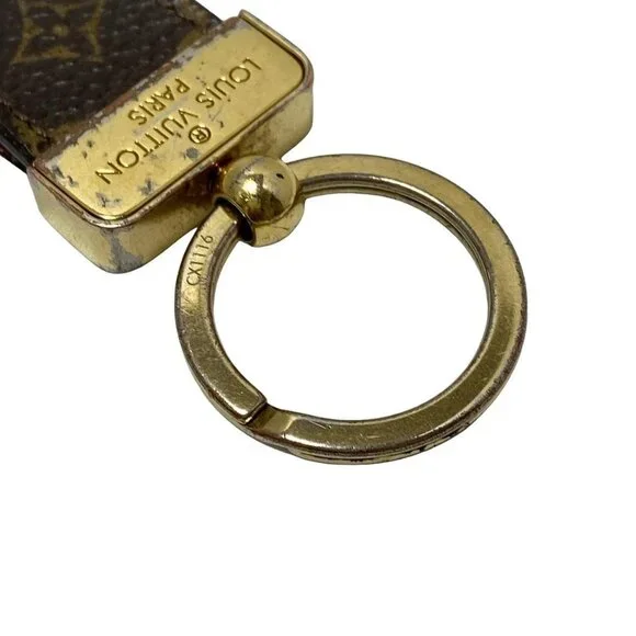 LOUIS VUITTON Porte Cles Dragonne M65221 Monogram Canvas Gold Monogram